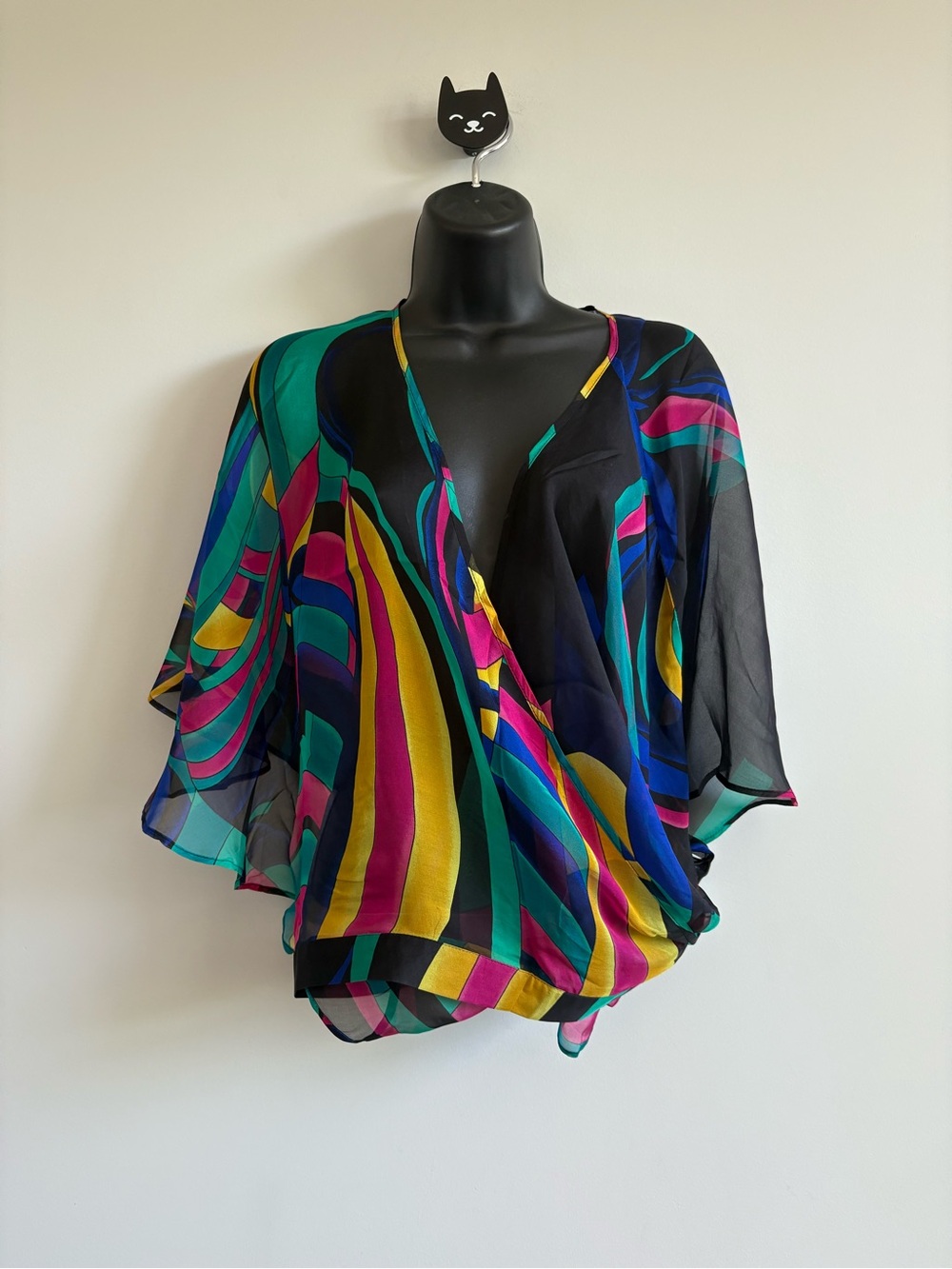 Silk Multicolor Abstract Top | Size Large - Picture 3 of 6